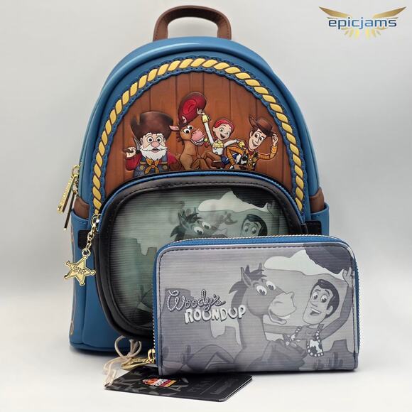 Loungefly Handbags - Loungefly Disney Pixar Toy Story Woody’s Roundup Lenticular Mini Backpack Set